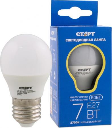 Светодиодные лампы (LED) СТАРТ (4670012298687) Светодиодная лампа. Форма - шарик. Теплый белый свет. LEDSphereE27 7W27
