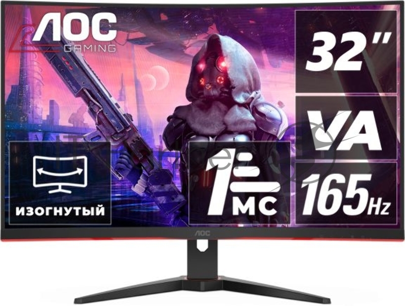 МОНИТОР 32 AOC C32G2AE Black-Red (VA, изогнутый, 1920x1080, 165Hz, 1 ms, 178°/178°, 250 cd/m, 80M:1, +2xHDMI 2.0, +Disp