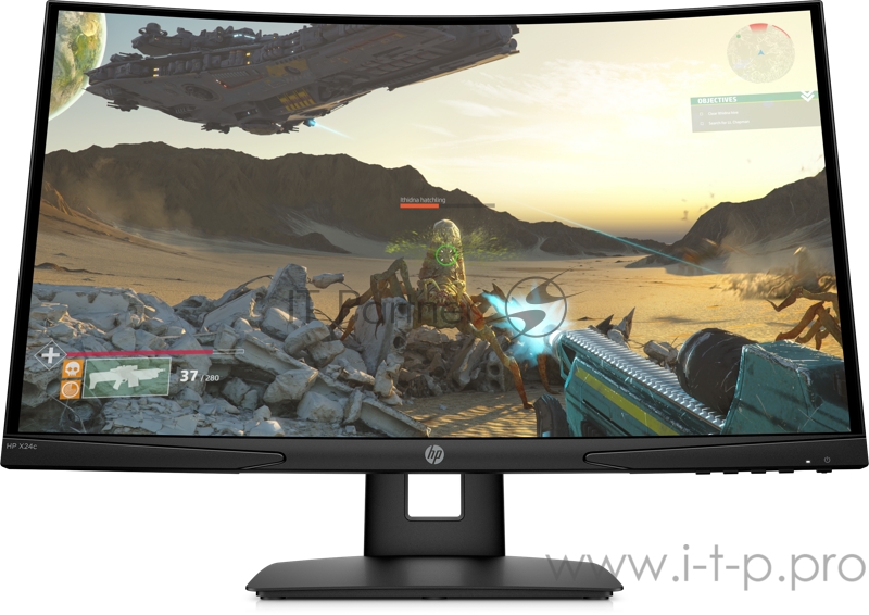 Монитор 23.8 HP X24c black (VA, 1920x1080, 16:9, curved, 178/178, 300cd/m2, 3000:1 (12M:1), 4ms, HDMI, DP) (9FM22AA)