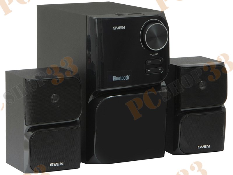 Акустическая система 2.1 Sven MS-305, сабвуфер 20Вт, сателлиты 2x10Вт, с MP3 плеером, с FM радио, черный (Bluetooth)