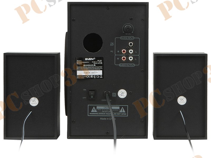 Акустическая система 2.1 Sven MS-305, сабвуфер 20Вт, сателлиты 2x10Вт, с MP3 плеером, с FM радио, черный (Bluetooth)