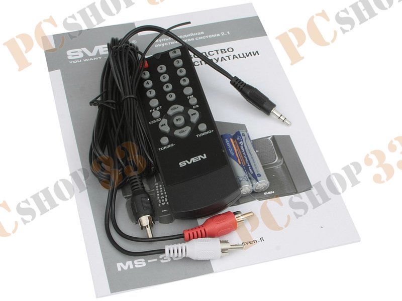 Акустическая система 2.1 Sven MS-305, сабвуфер 20Вт, сателлиты 2x10Вт, с MP3 плеером, с FM радио, черный (Bluetooth)