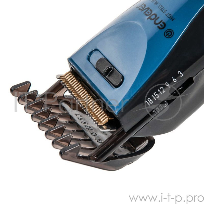 Машинка для стрижки Endever Sven 972, аккумуляторная, кнопка для регулировки высоты лезвия от 0.8 до 1,8 мм., насадки 3/6/9/12/15/18 мм.