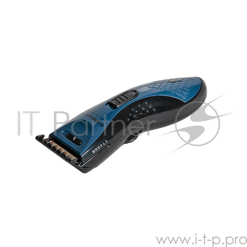 Машинка для стрижки Endever Sven 972, аккумуляторная, кнопка для регулировки высоты лезвия от 0.8 до 1,8 мм., насадки 3/6/9/12/15/18 мм.