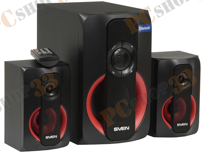Акустическая система 2.1 Sven MS-304, сабвуфер 20Вт, сателлиты 2x10Вт, с MP3 плеером, с FM радио, черный (Bluetooth)