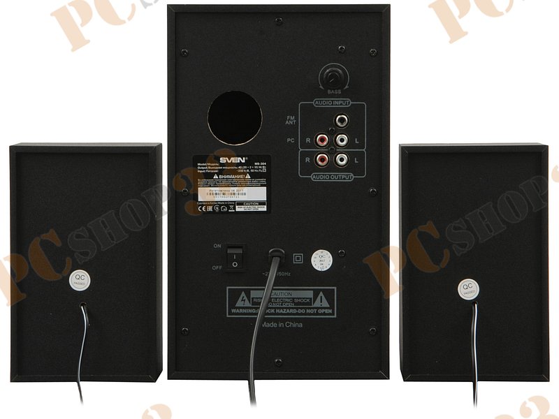 Акустическая система 2.1 Sven MS-304, сабвуфер 20Вт, сателлиты 2x10Вт, с MP3 плеером, с FM радио, черный (Bluetooth)