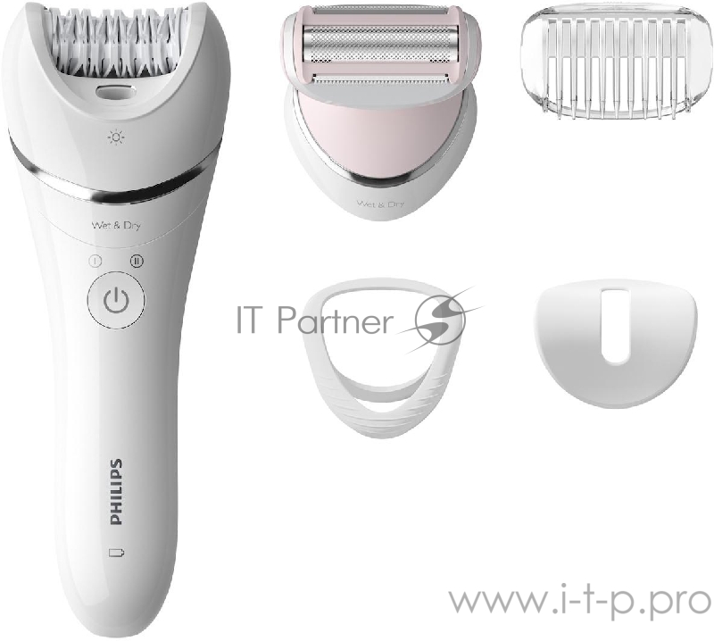 Эпилятор Philips Эпилятор Philips/ 2 скорости, широкая головка, Wet&Dry, беспроводной, opti light, 4 аксессуара