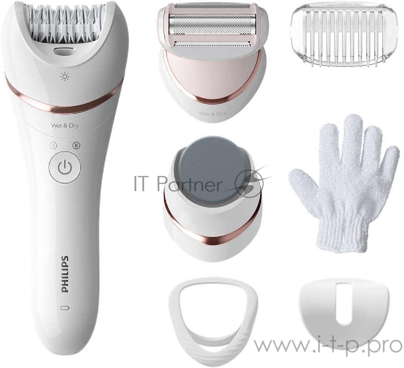 Эпилятор Philips Эпилятор Philips/ 2 скорости, широкая головка, Wet&Dry, беспроводной, opti light, 6 аксессуаров