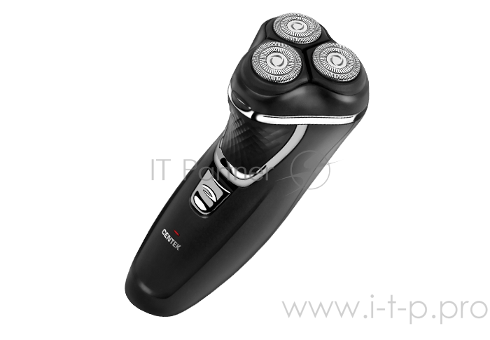 Бритва Centek CT-2176 (черн/хром) ротор, 3 плавающие головки, аккумулятор + работа от сети, триммер