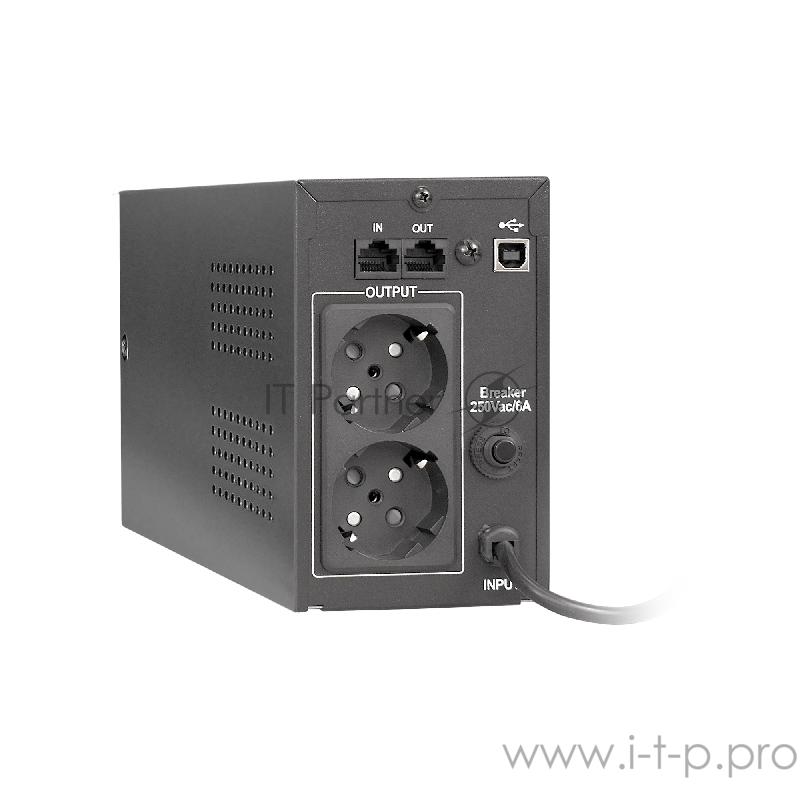 ИБП ExeGate EP285474RUS Power Back BNB-850.LED.AVR.EURO.RJ.USB <850VA/480W, LED, AVR,2 евророзетки, RJ45/11, USB, Black>