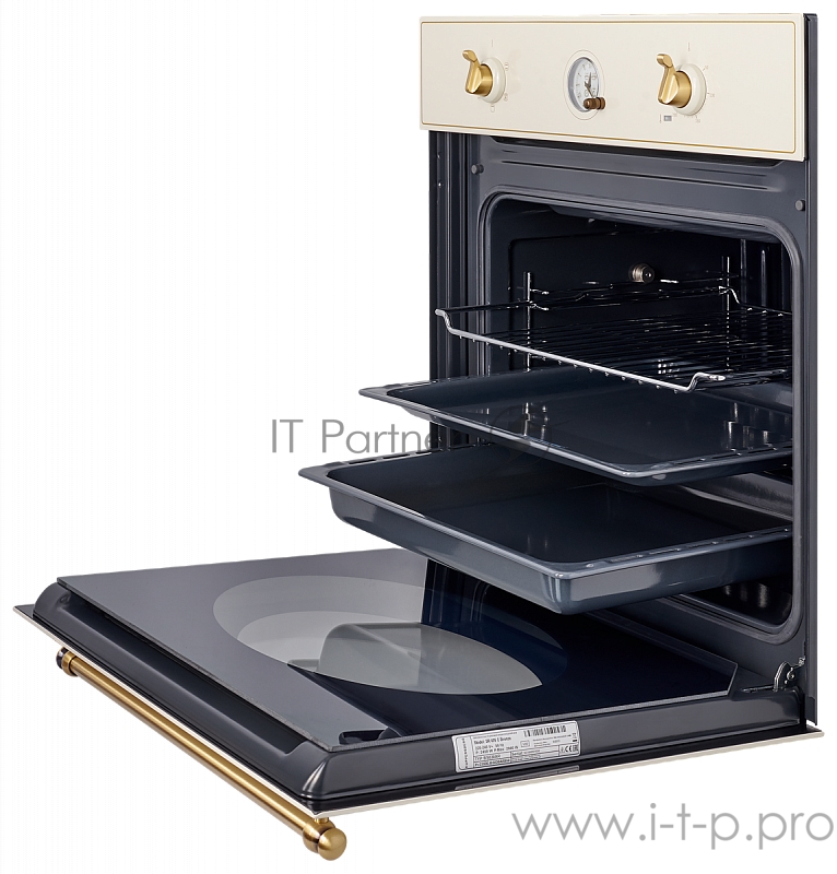 Электрический духовой шкаф Kuppersberg SR 605 C Bronze, 5 режимов(Нижний нагрев, Гриль и нижний нагрев с конвекцией, Разморозка, Гриль и нижний нагрев, Гриль) аналоговый таймер, поворотные переключатели, каталитическая и гидролизная системы очистки,