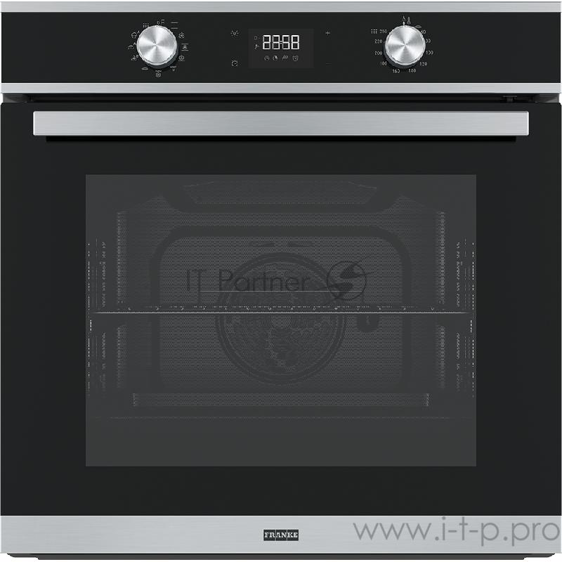 Духовой шкаф Franke FSM 97 P XS Электрический духовой шкаф, 60 см, серия SMART, 71л, 11 функций, дисплей, пиролиз, телескопические направляющие 1 уровень, нержавеющая сталь/черный