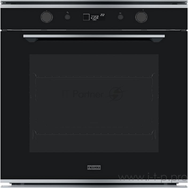 Духовой шкаф Franke FMY 98 P XS Электрический духовой шкаф, 60 см, серия MYTHOS, 73л, 10 функций, 9 автоматических рецептов, сенсорное управление, утапливаемые ручки, дисплей, пиролиз, телескопические направляющие 1 уровень, нержавеющая сталь/черный