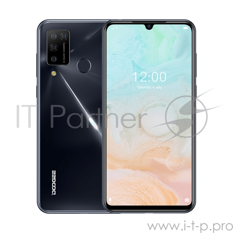 Смартфон Doogee Doogee N20 Pro Space Gray, 6.3 19:9 1080x2280, 4 x Cortex - A53 2.0 ГГц+4 x Cortex -A73 2.0 ГГЦ, 8 Core, 6GB RAM, 128GB, up to 256GB flash, 16 МП+8МП+ 2 МП + 2 МП/16Mpix, 2 Sim, 2G, 3G, LTE, BT v5.0, Wi-Fi, GPS, Galileo, Glonass, Micr