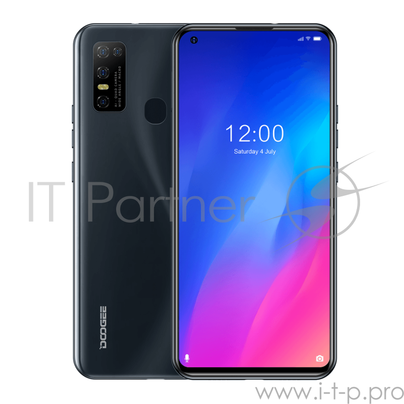 Смартфон Doogee Doogee N30 Magic Black, 16,64 см (6.55) 19:9 720x1600, 1.8GHz, 8 Core, 4GB RAM, 128GB, up to 256GB flash, 16 МП+8МП+ 2 МП + 2 МП/8Mpix, 2 Sim, 2G, 3G, LTE, BT, Wi-Fi, GPS, Type-C, 4500mAh, Android 10, 190g, 167 ммx77,4 ммx8,9 мм