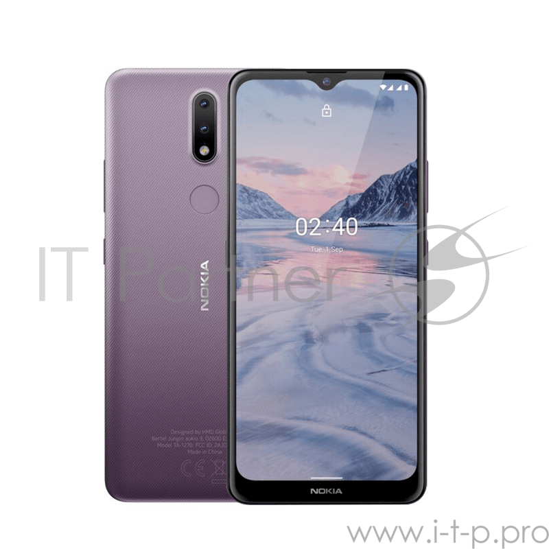 Смартфон Nokia NOKIA 2.4 DS TA-1270 PURPLE 2/32, 6.5” 20:9 1600x720, 2.0GHz, 4 Core, 2GB RAM, 32GB, up to 512GB flash, 13Mpix+2pix/5Mpix, 2 Sim, GSM, WCDMA, LTE, BT v5.0, Wi-Fi, GPS/AGPS+GLONASS+Beidou, ALS,Proximity sensor, Accelerometer, Micro-USB,