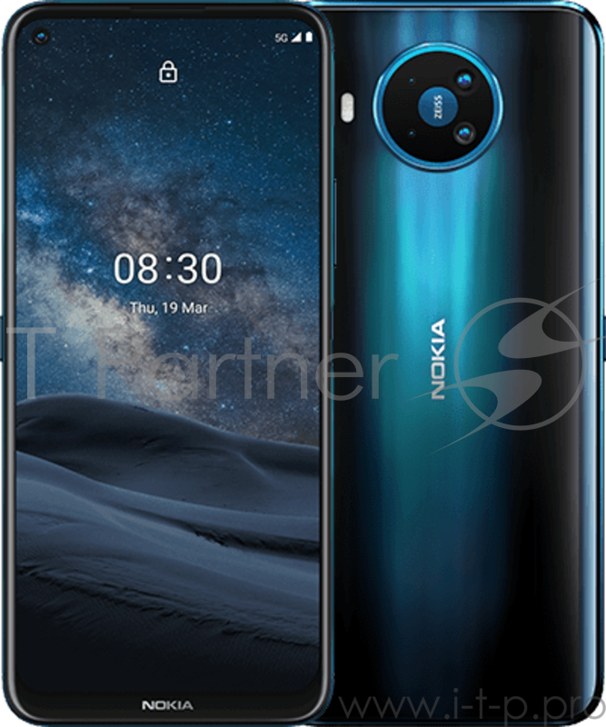 Смартфон Nokia NOKIA 8.3 DS 5G TA-1243 8/128 BLUE, 6.81” 20:9 1080x2400, 2.0GHz, 8 Core, 8GB RAM, 128GB, up to 512GB flash, 64Mpix+12Mpix+2Mpix+2Mpix/24Mp 2 Sim, 5G, LTE, GPS/AGPS+GLONASS+Beidou, Accelerometer, E-compass, BT v5.0, Wi-Fi, Micro-USB