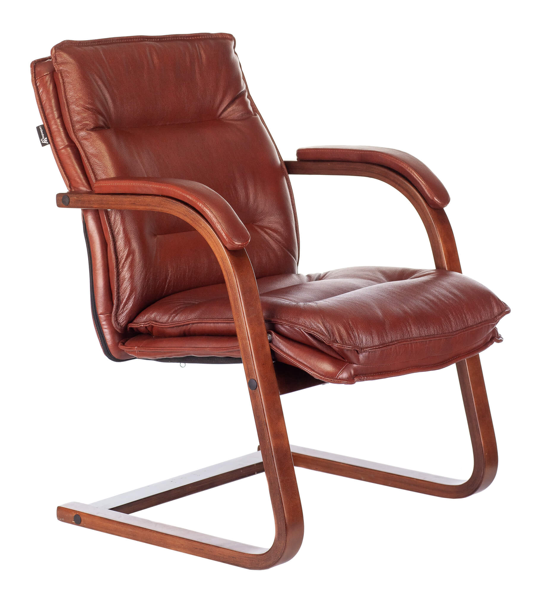 Кресло Бюрократ T-9927WALNUT-AV светло-коричневый Leather Eichel кожа полозья дерево