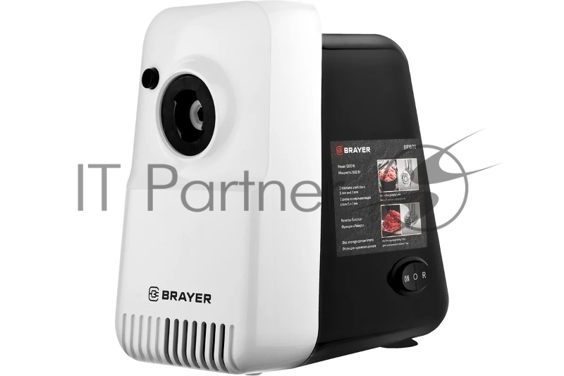 Мясорубка BRAYER BR1600, 1300 Вт, реверс, отсек для дисков, 2 диска для круп. и мелк. помола, толкат