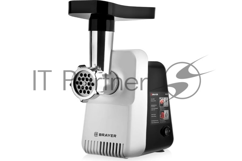 Мясорубка BRAYER BR1600, 1300 Вт, реверс, отсек для дисков, 2 диска для круп. и мелк. помола, толкат