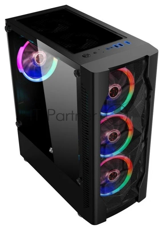 Корпус 1STPLAYER D4-BK-4G6 DK D4 BLACK / ATX, tempered glass, metal mesh / 4x 120mm LED fans inc. / D4-BK-4G6