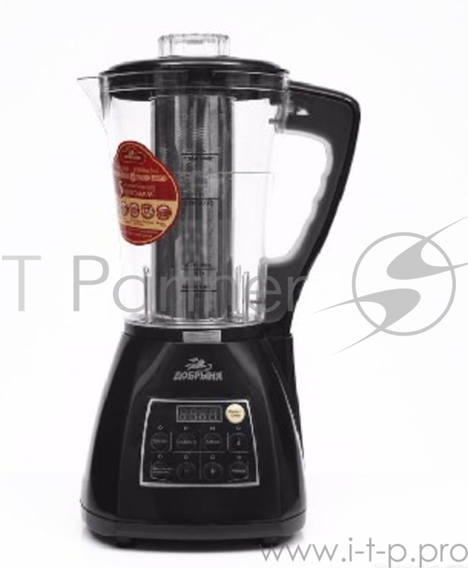 Блендер ДОБРЫНЯ DO-1403 блендер-суповарка черный Пять автоматических программ ( крем-суп, классический суп с нарезанными овощами, разогрев/подогрев, блендер, варка яиц ) Мощность: 900 Вт Объём чаши: 1,7 л Материал чаши: высококачественный термостойки