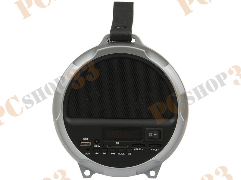 Акустическая система 2.1 Ginzzu GM-886B, сабвуфер 12Вт, сателлиты 2x3Вт, портативная, с MP3 плеером, с FM радио, черно-серебр. (Bluetooth)