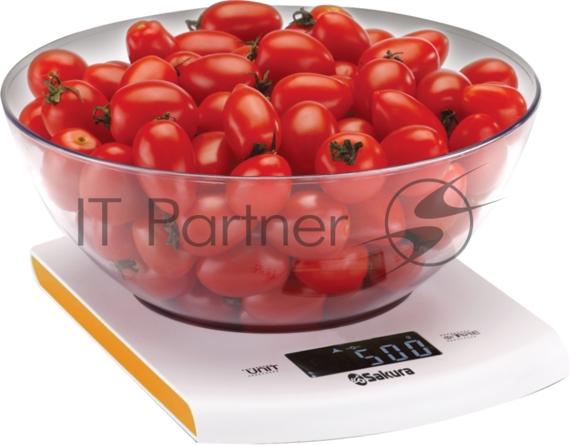 Весы кухонные Sakura SA-6068A 7кг элек бел/оранж