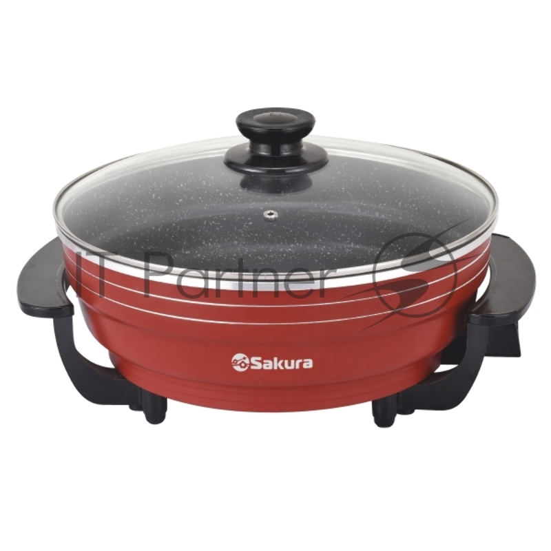 Электросковорода Sakura SA-7716R Master Chef 1800-2000Вт 32х9см кругл красн