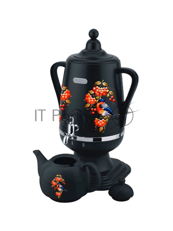 Самовар Добрыня DO-432(4,0л.) Снегирь на черном чер/к.з.x4