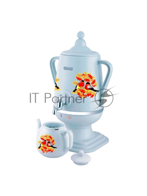 Самовар Добрыня DO-433(4,0л.) Снегирь на белом бел/кер.з x4