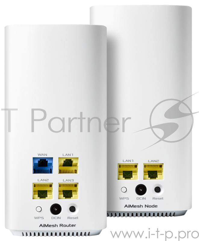 Роутер, из 3 точек доступа ASUS CD6(3-PK), 802.11b/g/n/ac/ax, до 400 + 867Мбит/c, 2,4 + 5 гГц, белый 90IG05S0-BO9420