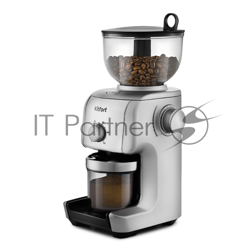 Кофемолка Kitfort КТ-749 130Вт сист.помол.:жернова вместим.:400гр серый