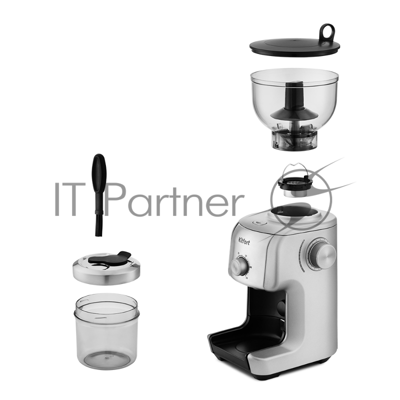 Кофемолка Kitfort КТ-749 130Вт сист.помол.:жернова вместим.:400гр серый