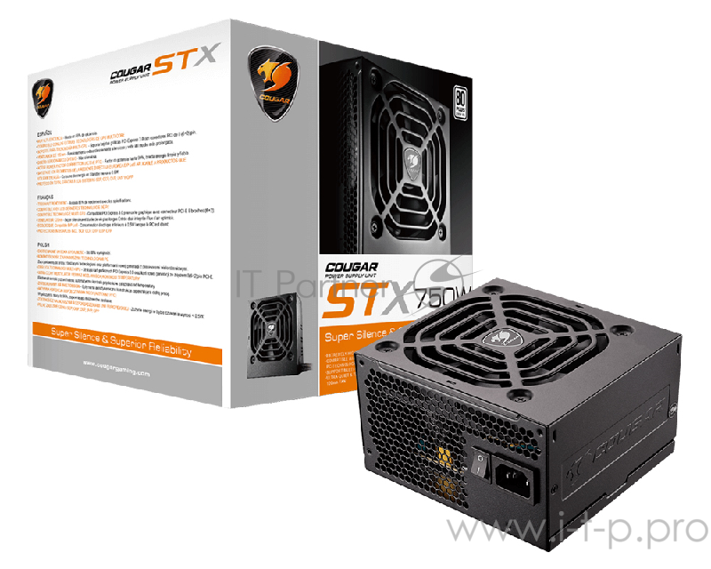 Блок питания Cougar STX 750 Блок питания STX 750 (Разъем PCIe-4шт,ATX v2.31, 750W, Active PFC, 120mm Fan, 80 Plus) STX750 Retail