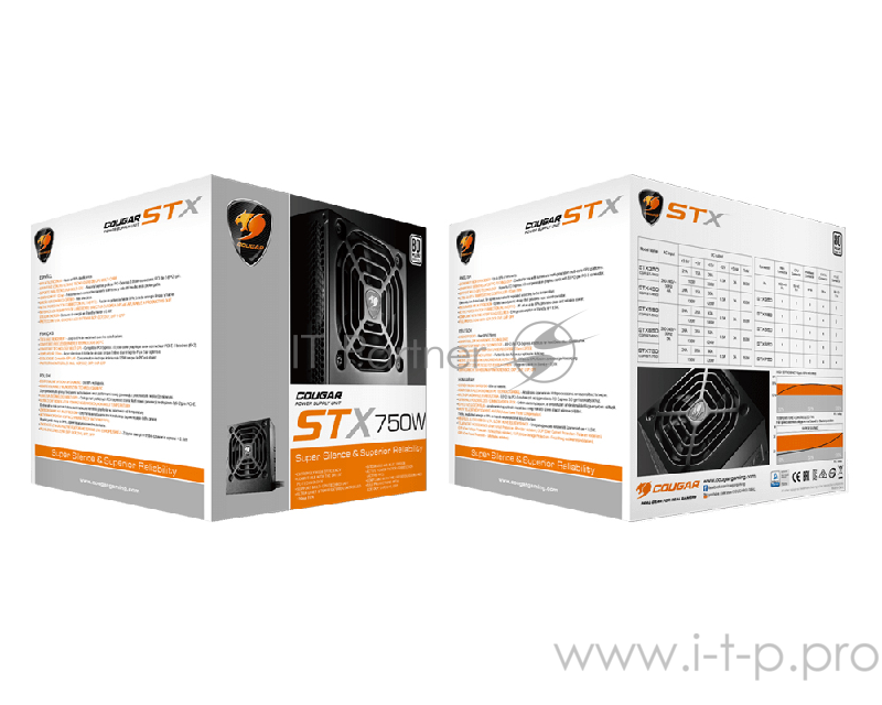 Блок питания Cougar STX 750 Блок питания STX 750 (Разъем PCIe-4шт,ATX v2.31, 750W, Active PFC, 120mm Fan, 80 Plus) STX750 Retail