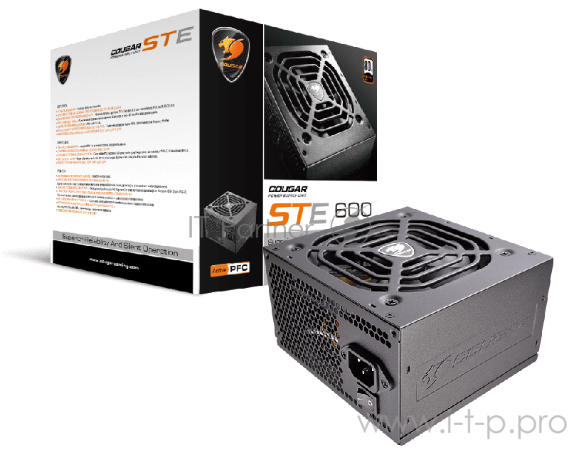 Блок питания Cougar STE 600 Блок питания STE 600 (Разъем PCIe-2шт,ATX v2.31, 600W, Active PFC, 120mm Fan) STE600 Retail