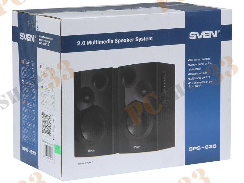 Акустическая система стерео Sven SPS-635, 2x20Вт, черный