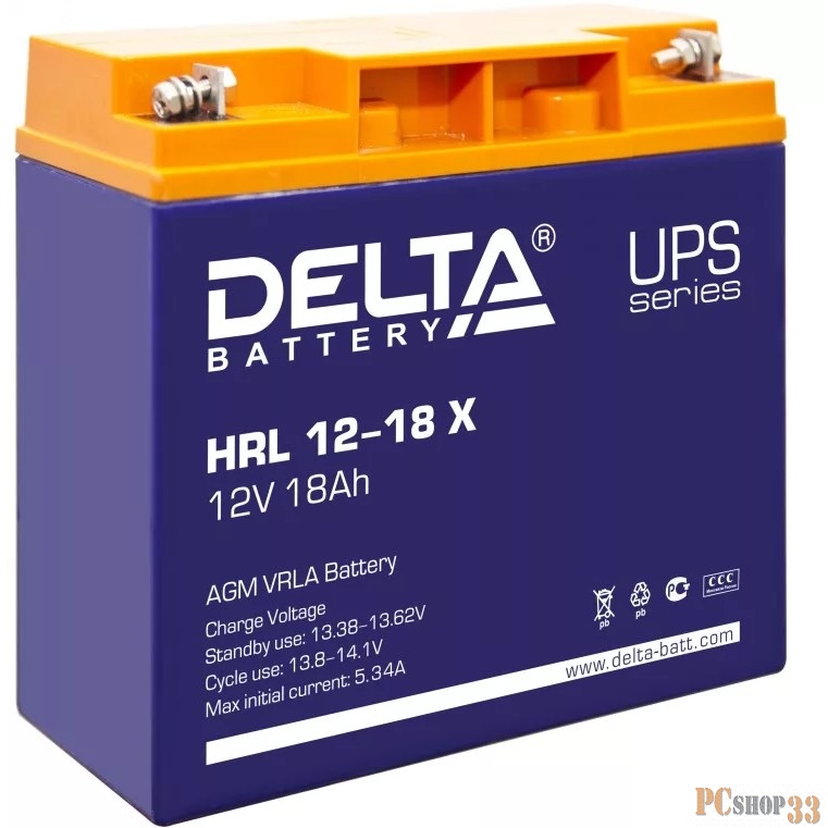 батареи Delta HRL 12-18 X (17.8 Ач, 12В) свинцово- кислотный аккумулятор