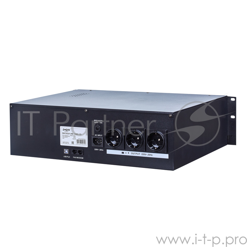 ИБП Exegate EP270874RUS ИБП Exegate Power RM Smart UNL-1500 LCD 1500VA, Black, 2U, 3 евророзетки, USB