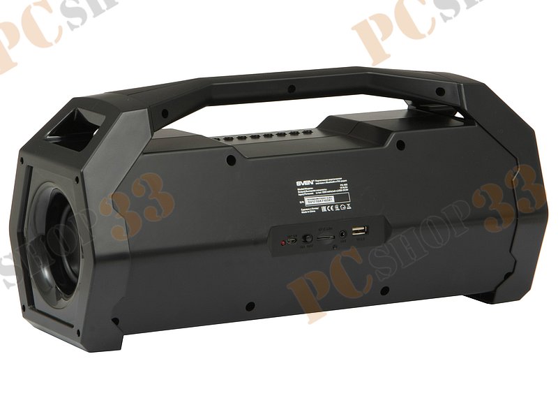 Акустическая система стерео Sven PS-465, 2x9Вт, портативная, с MP3 плеером, с FM радио, черный (Bluetooth)