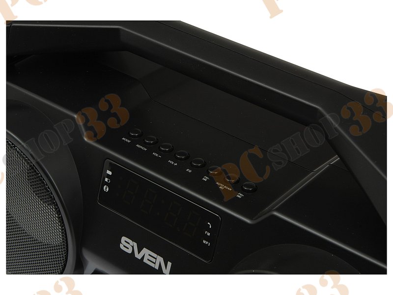 Акустическая система стерео Sven PS-465, 2x9Вт, портативная, с MP3 плеером, с FM радио, черный (Bluetooth)