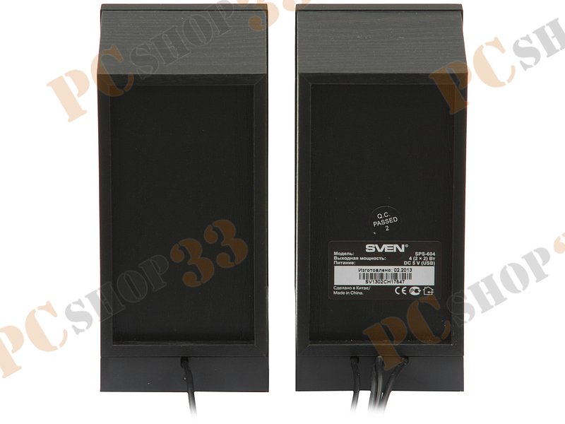 Акустическая система стерео Sven SPS-604, 2x2Вт, портативная, черный