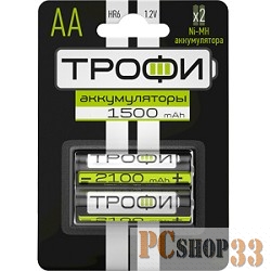Аккумулятор Трофи HR6-2BL 1500mAh (20/240/17280)