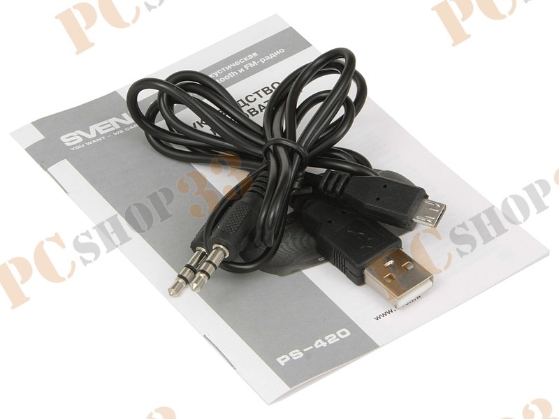 Акустическая система стерео Sven PS-420, 2x6Вт, портативная, с MP3 плеером, с FM радио, черный (Bluetooth)