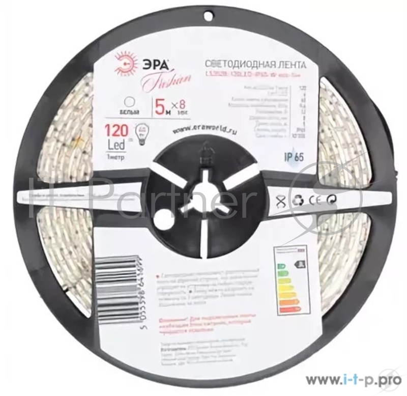 Светодиодная лента ЭРА Б0002339 Лента светодиодная 9,6Вт/м LS3528-120LED-IP65-W-eco-5m Холодный белый {Лента светодиодная 5м/8мм}