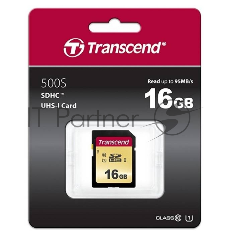 Карта памяти SecureDigital 16Gb Transcend TS16GSDC500S {SDHC Class 10, UHS-I U1, MLC}