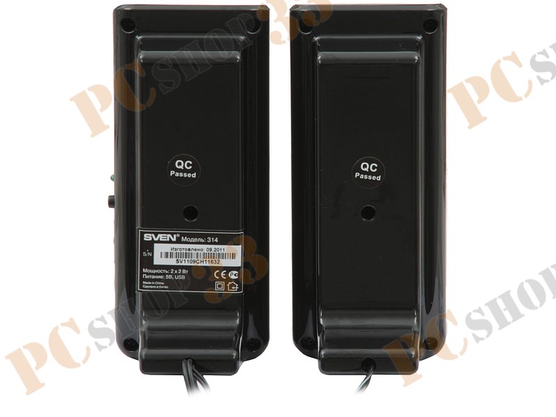 Акустическая система стерео Sven 314 2x2Вт, портативная, черный
