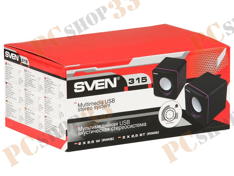 Акустическая система стерео Sven 315 2x2.5Вт, портативная, черный