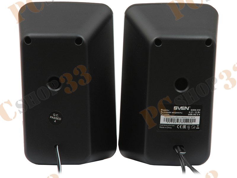 Акустическая система стерео Sven 312 2x2Вт, портативная, черный